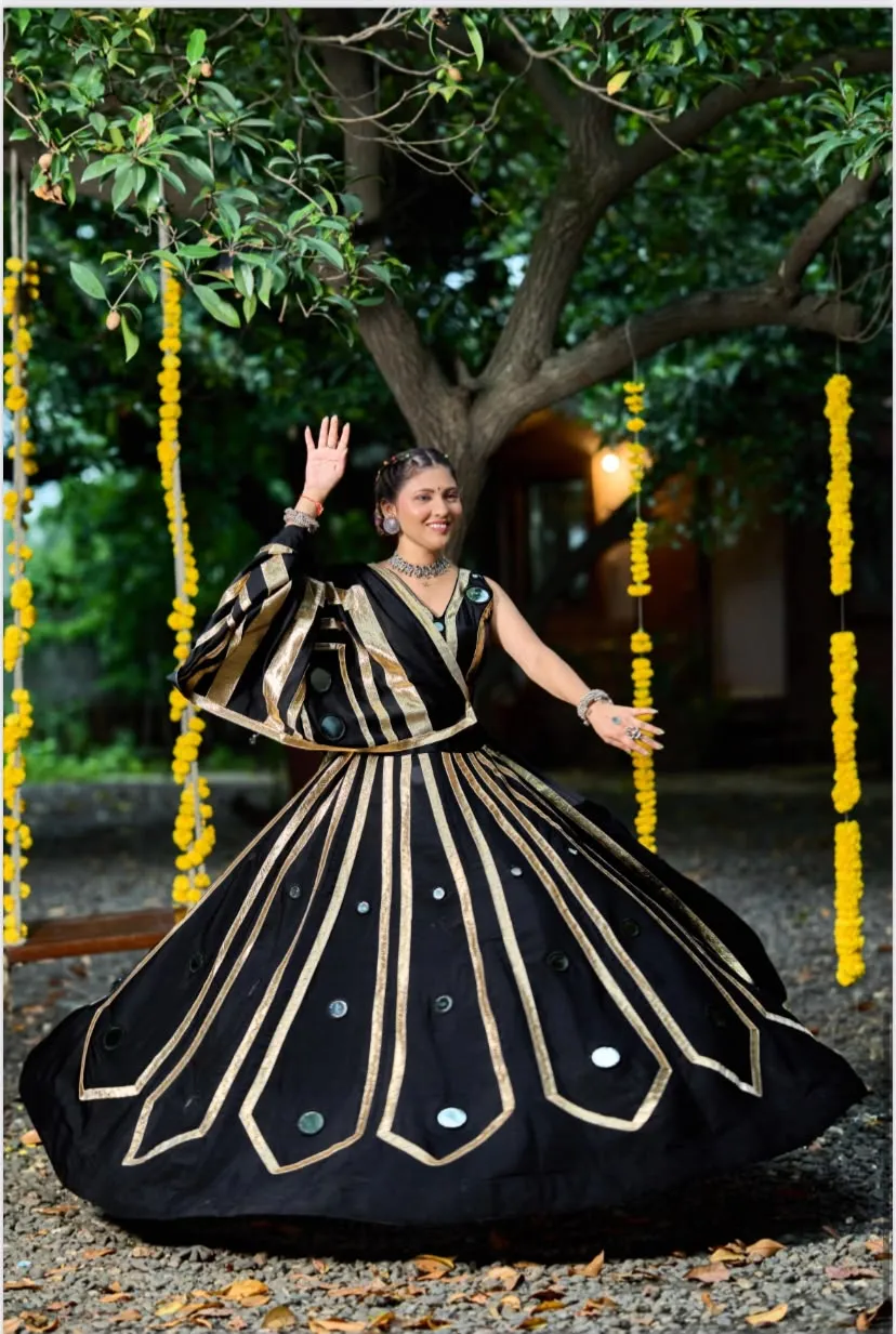 Midnight Gold Geometric Chaniya Choli